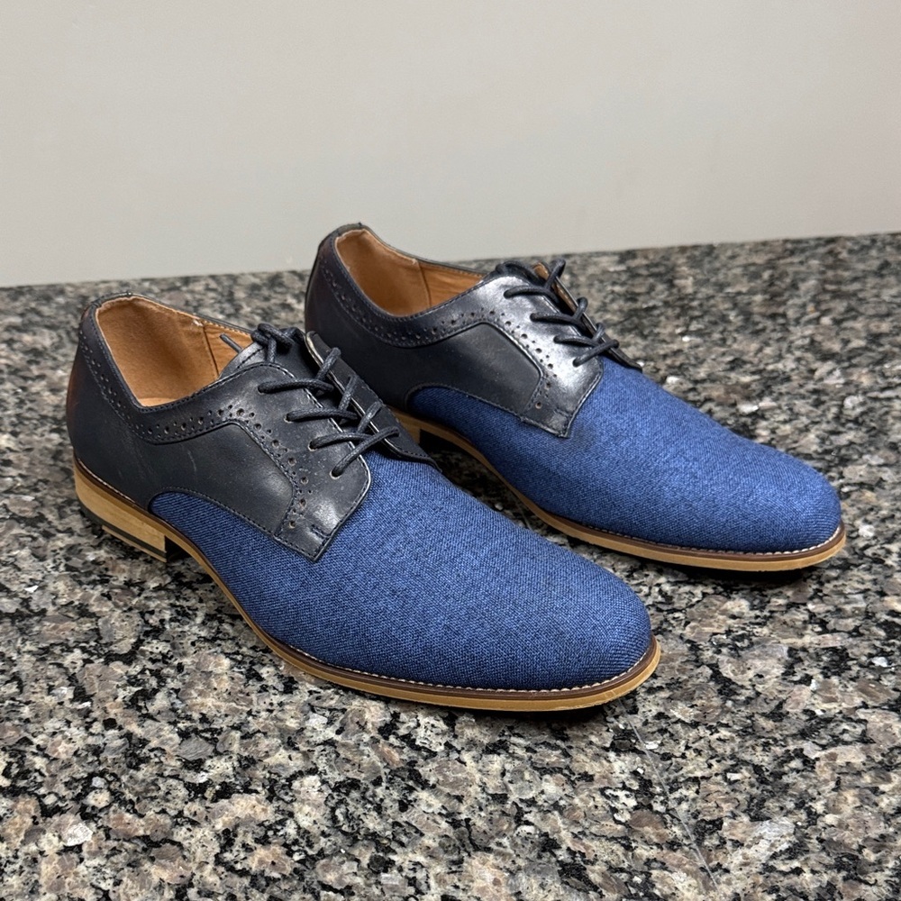 La Milano leather black and blue Everett Men's Oxfords EUC 11